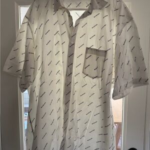 Balenciaga White Logo Print Men's Shirt